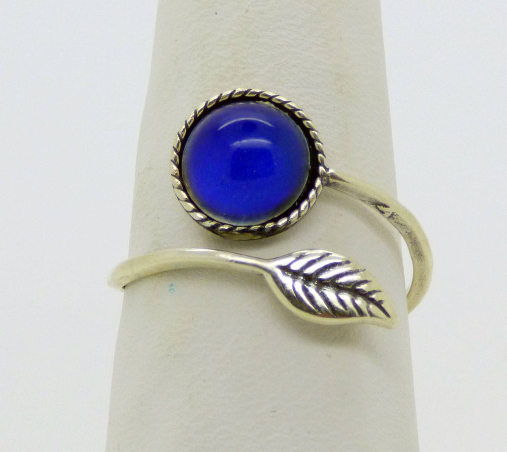 Mood Ring Sterling Silver Filigree Leaf Wrap Setting, adjustable - Vintage Lane Jewelry