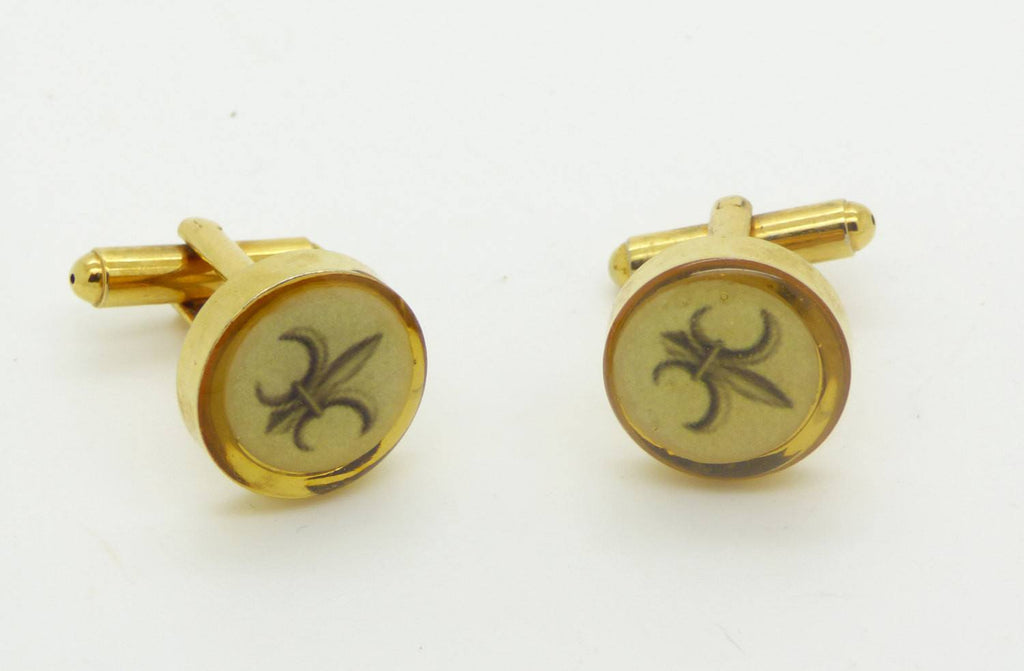 Vintage Fleur de Lis Cufflinks and Antique Gold Tone Cufflinks - Vintage Lane Jewelry