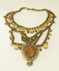 Czech Statement Rhinestone Blue Glass Cameo Necklace - Vintage Lane Jewelry