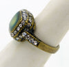 Vintage Rhinestone Square Face Brass Mood Ring - Vintage Lane Jewelry