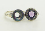 Amethyst and Pearl Sterling Silver Art Deco Poison Ring, Size 8 - Vintage Lane Jewelry