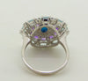 Blue Chalcedony. Amethyst, White Cubic Zirconia, Turquoise 14k White Gold over Sterling Silver Ring - Vintage Lane Jewelry