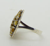 Natural Yellow Citrine Marcasite Sterling Silver Flower Ring, Size 8 - Vintage Lane Jewelry