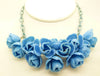 Blue Roses Early Plastic Celluloid Chain Necklace - Vintage Lane Jewelry