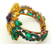 Czech Glass Sunflower Hinged Clamper Bracelet - Vintage Lane Jewelry