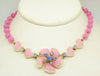 Vintage Pink Thermoset and Blue Rhinestone Choker Necklace Clip Earrings Set - Vintage Lane Jewelry