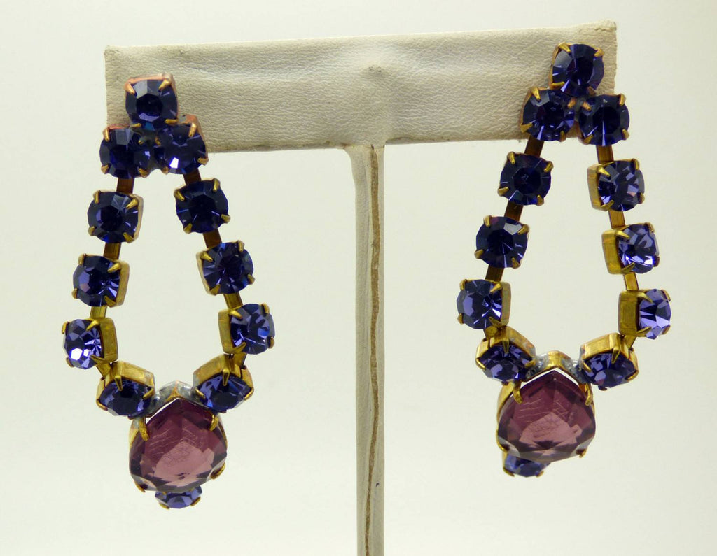 Bijoux M.G. Czech Glass Hyacinth Statement Necklace and Pierced Style Earring Set - Vintage Lane Jewelry