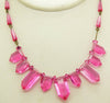 Vintage Art Deco Rose Pink Crystal Glass Drop Czech Necklace - Vintage Lane Jewelry