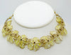 Yellow Paper Flower Rhinestone Gold Tone Necklace - Vintage Lane Jewelry