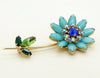 Vintage Weiss AB Blue Flower Rhinestone Brooch - Vintage Lane Jewelry