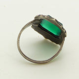 Art Deco Uncas Sterling Silver Chalcedony and Marcasite Ring - Vintage Lane Jewelry