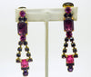 Husar D. Czech Glass Purple and Hot Pink Statement Necklace and Clip Earring Set - Vintage Lane Jewelry