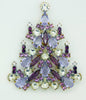 Czech Glass Candles Christmas Tree Brooch, Vintage Rhinestones Xmas Tree Pin - Vintage Lane Jewelry