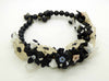 Black and Ivory Lucite Flowers and Black Glass Beads Necklace - Vintage Lane Jewelry