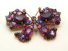 Czech Glass Purple and Pink Rhinestone Butterfly Brooch - Vintage Lane Jewelry