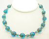 Vintage Art Deco Venetian Blue Murano Glass with Adventurine Necklace - Vintage Lane Jewelry