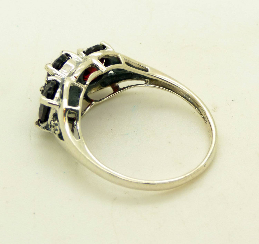 3 ct Garnet Ring Sterling Silver 925 Ring - Vintage Lane Jewelry