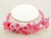 Pink Glass Bell flower and Lucite Flower Choker - Vintage Lane Jewelry
