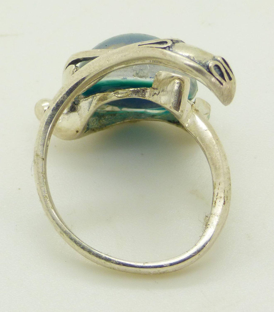 Sterling Silver Wrap Around Fox Mood Ring, Adjustable - Vintage Lane Jewelry