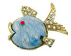 Hattie Carnegie Blue Lucite ab Rhinestone Fish Brooch - Vintage Lane Jewelry