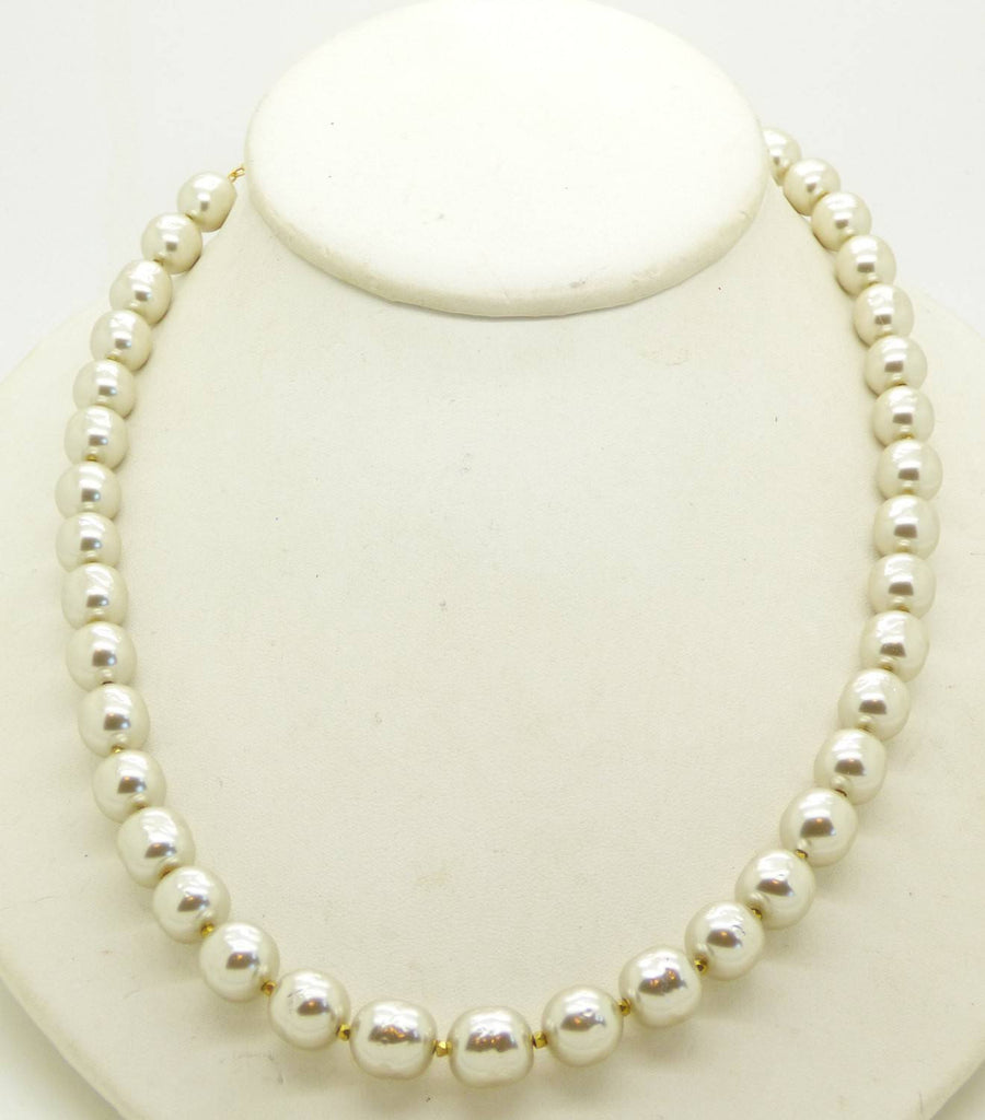 Lovely Miriam Haskell Large Glass Pearl Classic Necklace - Vintage Lane Jewelry
