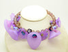 Purple Lucite Flowers and Glass Beads Necklace, Shades of Lavender Glass - Vintage Lane Jewelry