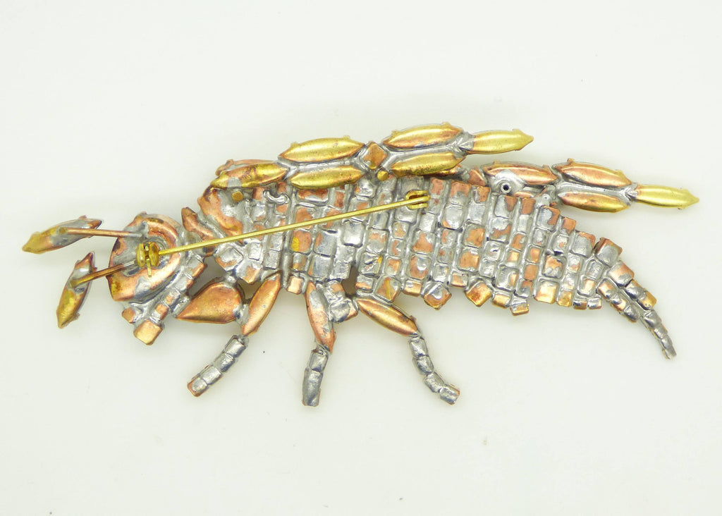 Huge Czech Glass Rhinestone Hornet Brooch, Figural Pin - Vintage Lane Jewelry