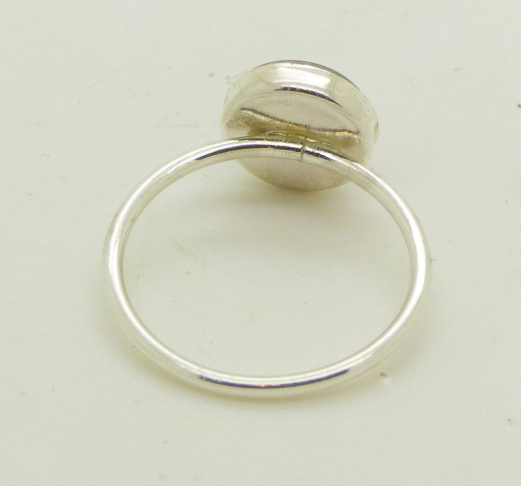 Mood Ring Sterling Silver 8mm Stone Stacking Ring, Size 4.75 - Vintage Lane Jewelry