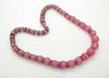 Art Deco Rondelle Rhinestone Givre Art Glass Bead Pink Rose Quartz Necklace - Vintage Lane Jewelry