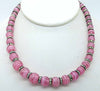 Art Deco Rondelle Rhinestone Givre Art Glass Bead Pink Rose Quartz Necklace - Vintage Lane Jewelry