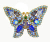 Vintage Weiss Blue Rhinestone Butterfly Brooch - Vintage Lane Jewelry