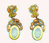 Czech Glass Aqua Blue Dangle Clip Earrings, Rhinestone, open-back - Vintage Lane Jewelry