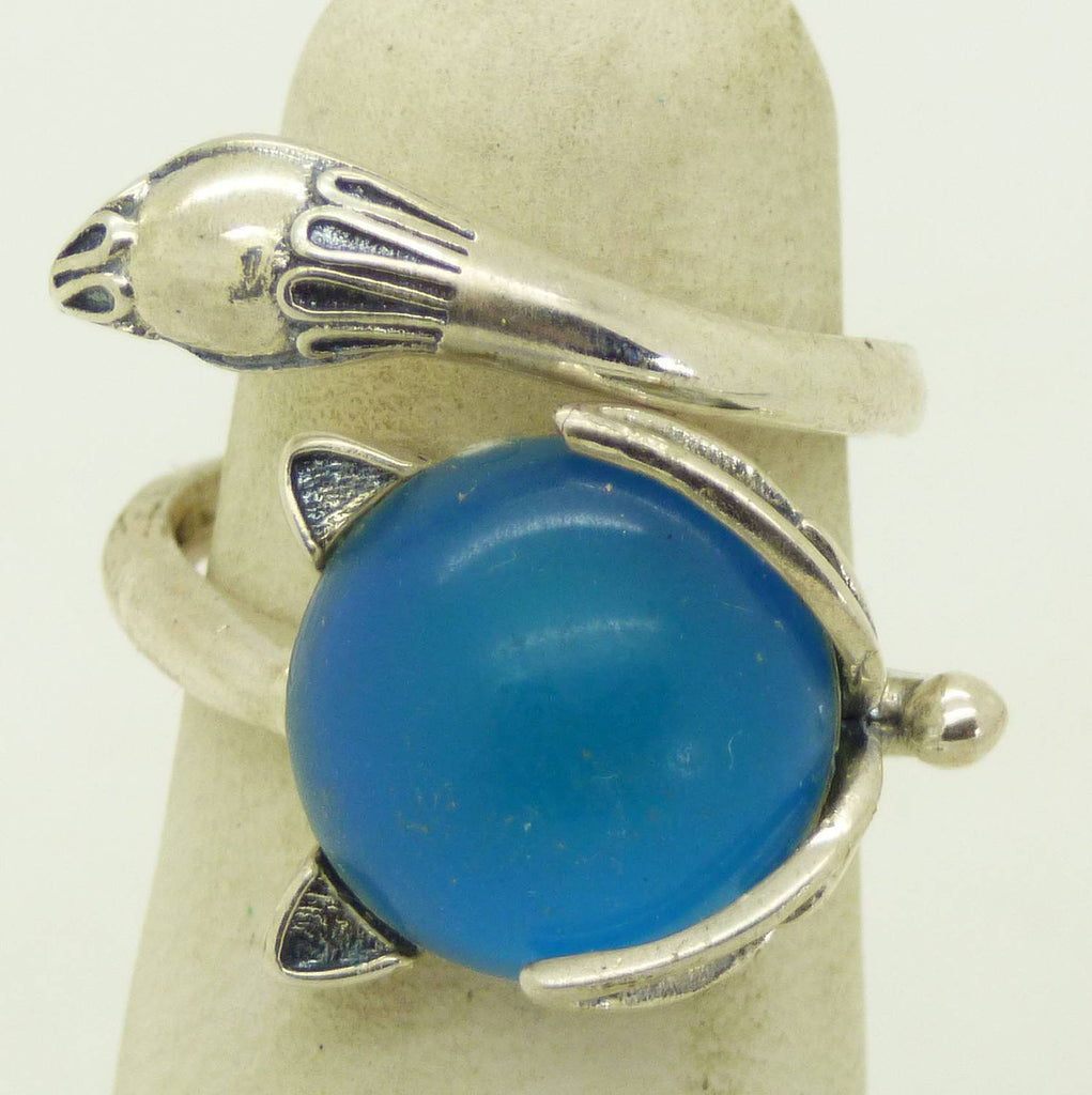 Sterling Silver Wrap Around Fox Mood Ring, Adjustable - Vintage Lane Jewelry