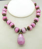 Antique Art Deco Mottled Pink Czech Glass Pendant Collar Necklace - Vintage Lane Jewelry