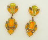 Czech Orange Neon Clip Earrings - Vintage Lane Jewelry