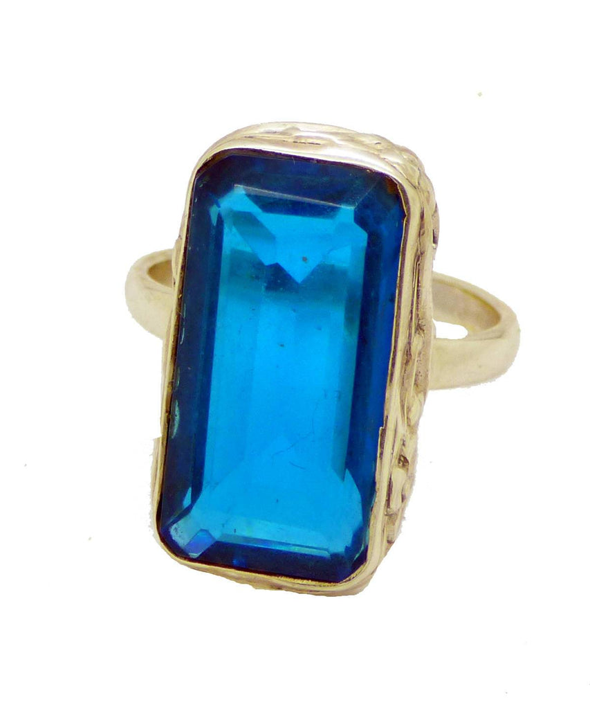 10CT London Blue Topaz Sterling Silver Ring, Size 7.5 - Vintage Lane Jewelry