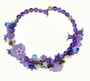 Shades of Purple Lucite Flowers and Glass Beads Necklace - Vintage Lane Jewelry