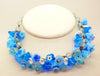 Blue Glass Beaded Glass Flower Necklace - Vintage Lane Jewelry