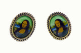 Mona Lisa Glass 3 Dimensional Cufflinks, Cuff Links - Vintage Lane Jewelry
