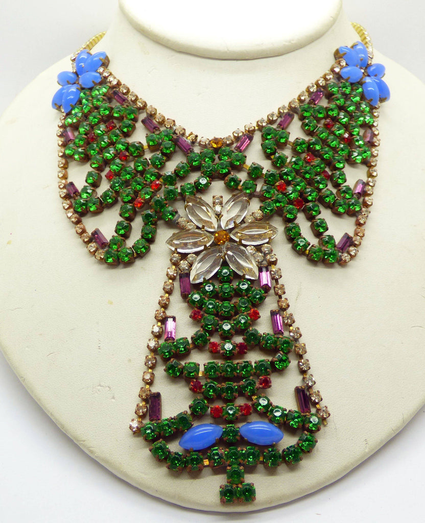 Christmas Czech Glass Husar D. Christmas Trees Necklace - Vintage Lane Jewelry