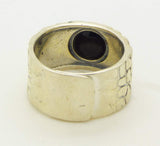 Sterling Silver Wide Band Mood Ring, Adjustable - Vintage Lane Jewelry