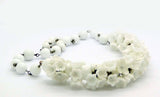 White Glass Flower Beaded Necklace - Vintage Lane Jewelry