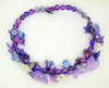 Purple, Lavender Lucite Flowers, Glass Flowers Purple Beaded Necklace - Vintage Lane Jewelry