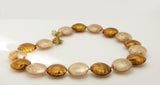 Le Perle Sterling Silver Vermeil Dark Gold and Tan Venetian Murano Foil Glass Beaded Necklace - Vintage Lane Jewelry