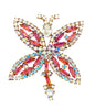 Czech Glass Bijoux MG Pink AB Rhinestone Dragonfly Pin Brooch - Vintage Lane Jewelry