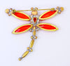 Czech Red AB Rhinestone Dragonfly Pin - Vintage Lane Jewelry