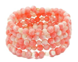 Vintage Angel Skin Coral Beaded wrap Bracelet - Vintage Lane Jewelry