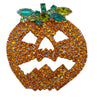 Halloween Jack O'Lantern Pumpkin Czech Glass Rhinestone Brooch - Vintage Lane Jewelry