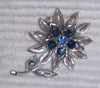 Lisner Blue Rhinestones Flower Brooch - Vintage Lane Jewelry