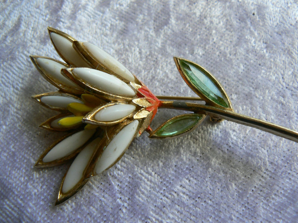 Capri Enamel Flower Pin - Vintage Lane Jewelry